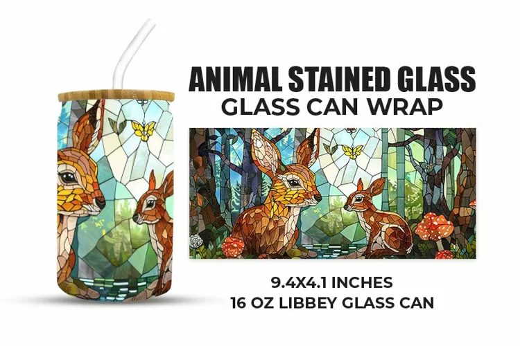 Animal Stained Glass Glass Can Wrap