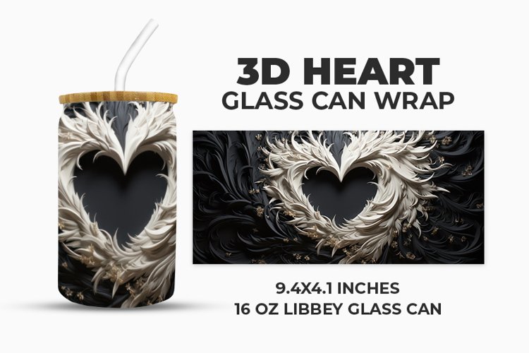 3D Heart Glass Can Wrap example image 1