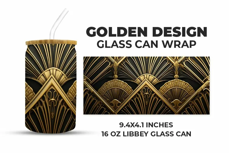 Golden Design Glass Can Wrap