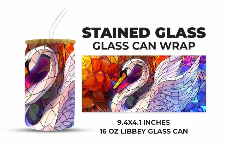 Swans Stained Glass Glass Can Wrap