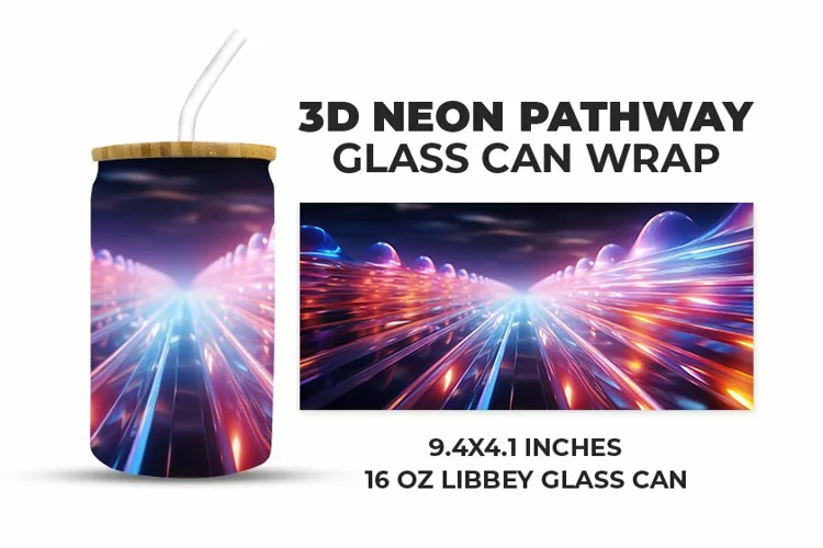 3D Neon Pathway Glass Can Wrap