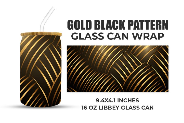 Gold Black Pattern Glass Can Wrap example image 1
