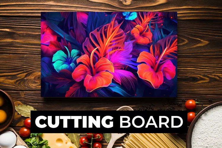 Neon Flowers Cutting Board sublimation