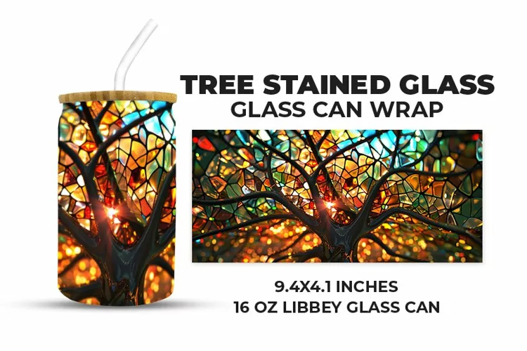 Tree Stained Glass Glass Can Wrap