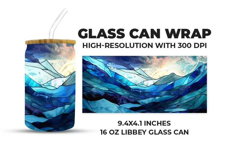 Mountains Stained Glass Glass Can Wrap