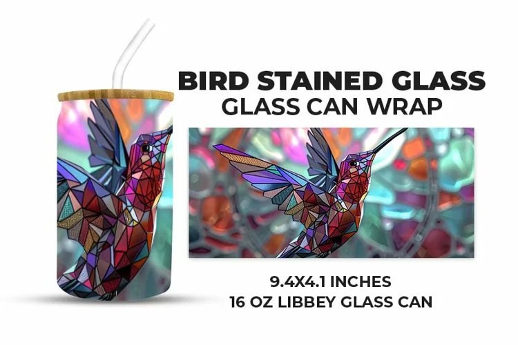 Bird Stained Glass Glass Can Wrap