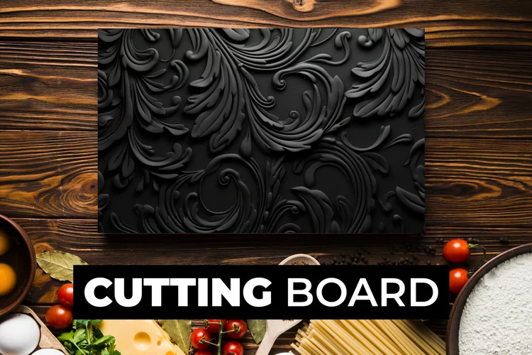 3D Black Floral Cutting Board sublimation
