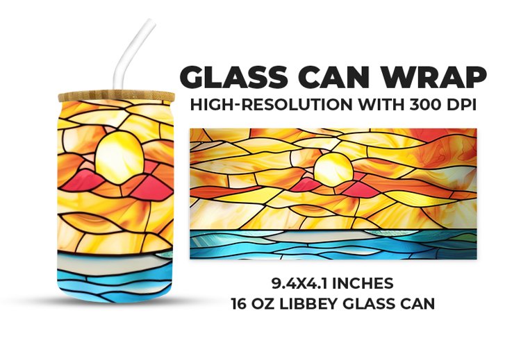 Sunset Stained Glass Glass Can Wrap example image 1