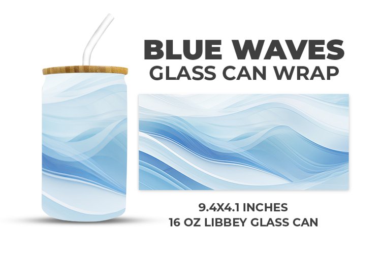 Blue Waves Glass Can Wrap