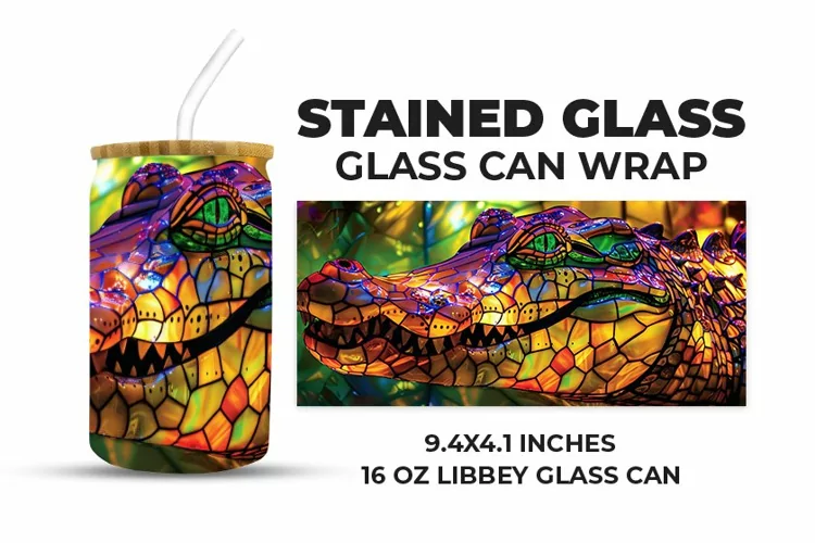 Crocodile Stained Glass Glass Can Wrap
