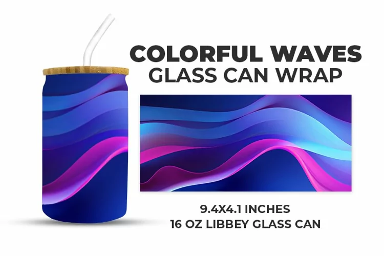 Colorful Waves Glass Can Wrap
