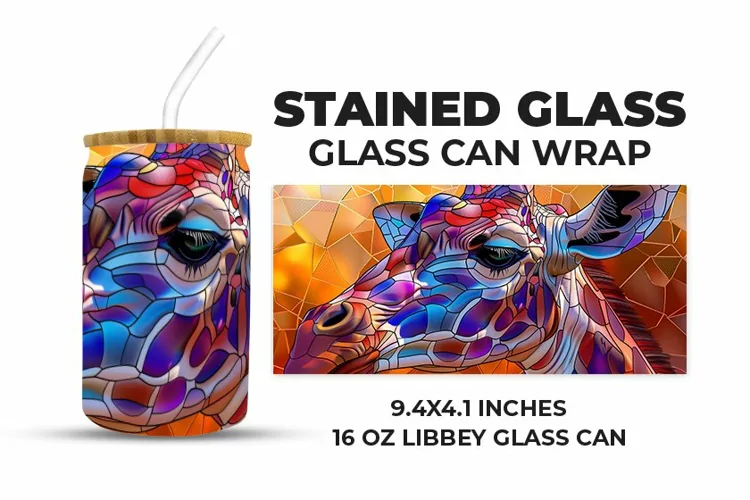 Giraffe Stained Glass Glass Can Wrap