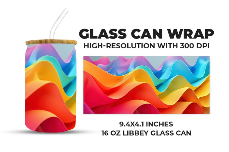 Colorful 3D Waves Glass Can Wrap