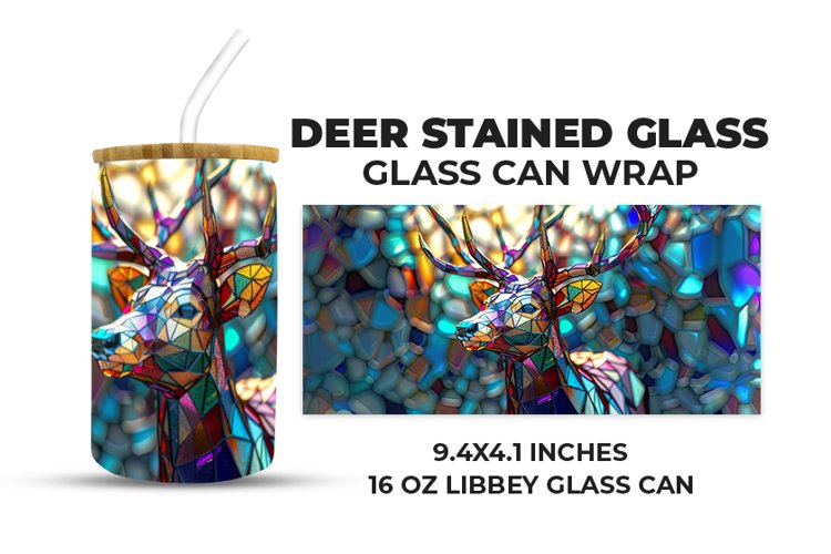 Deer Stained Glass Glass Can Wrap example image 1