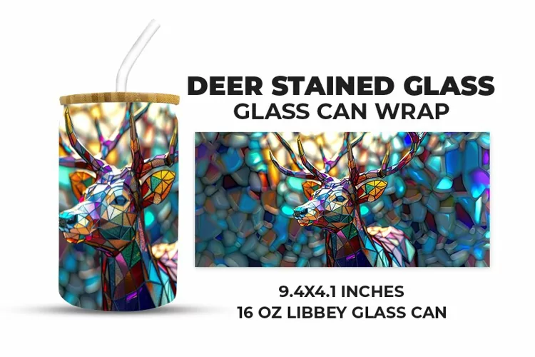 Deer Stained Glass Glass Can Wrap