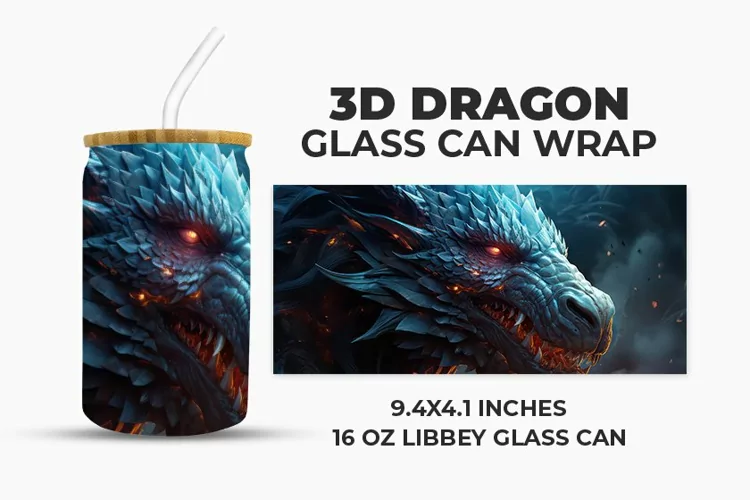 3D Dragon Glass Can Wrap