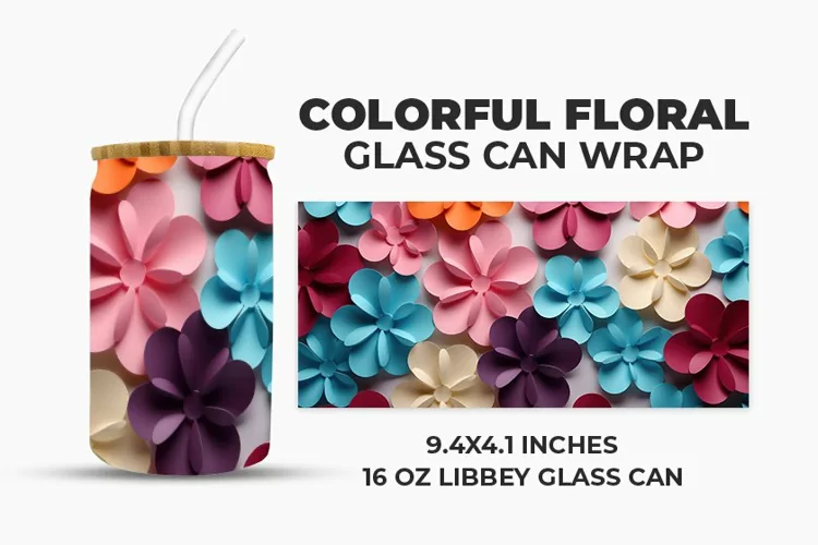 Colorful Floral Glass Can Wrap