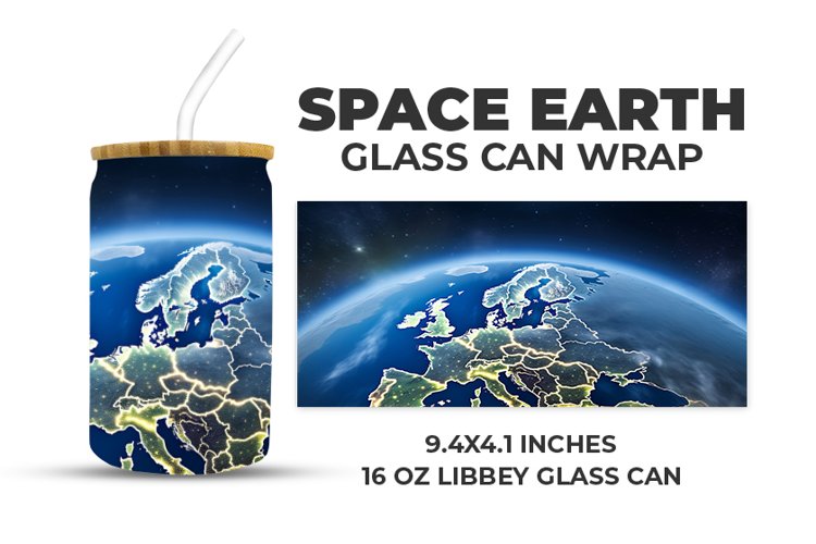 Space Earth Glass Can Wrap