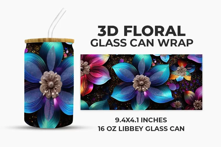 3D Floral Glass Can Wrap