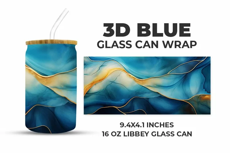 3D Blue Glass Can Wrap