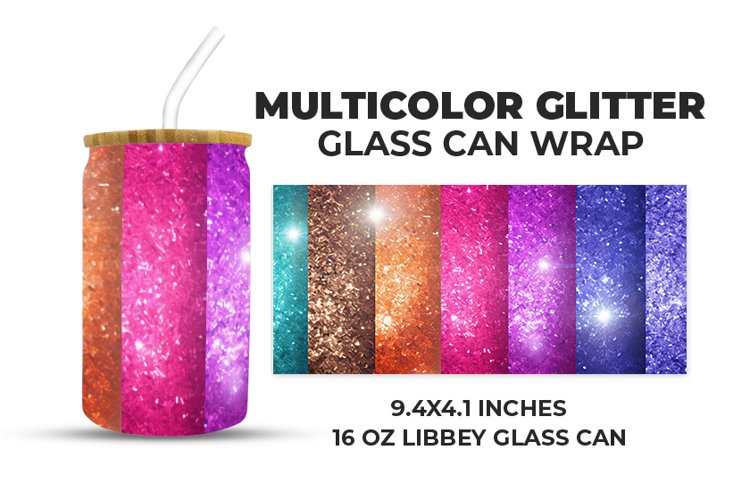 Multicolor Glitter Glass Can Wrap example image 1