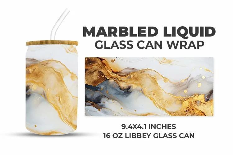Marbled Liquid Glass Can Wrap