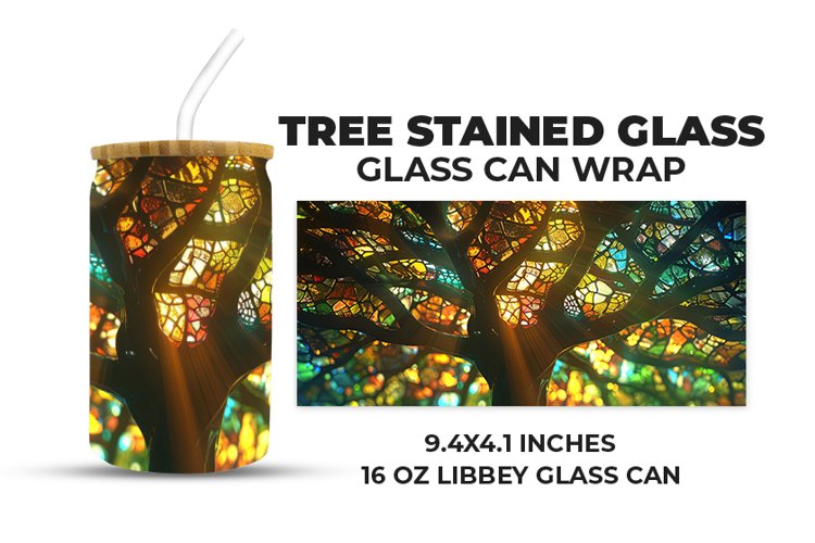 Tree Stained Glass Glass Can Wrap example image 1
