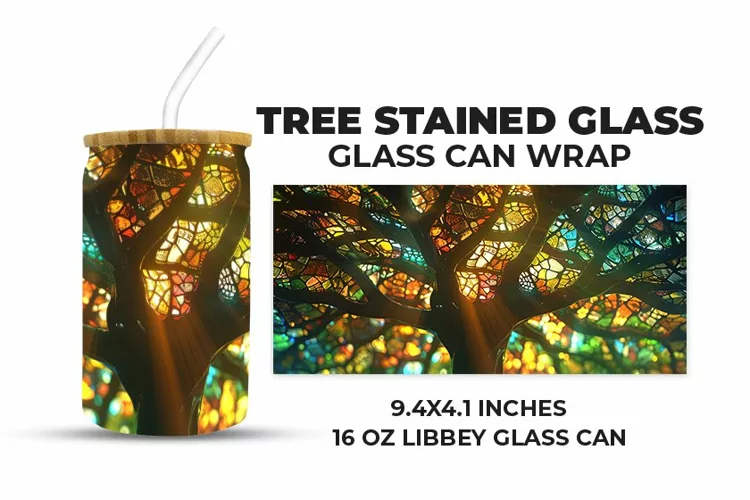 Tree Stained Glass Glass Can Wrap
