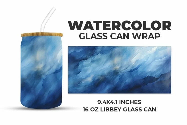 Watercolor Glass Can Wrap