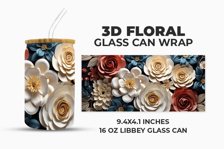 3D Floral Glass Can Wrap example image 1