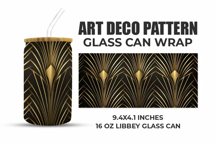 Art Deco Pattern Glass Can Wrap