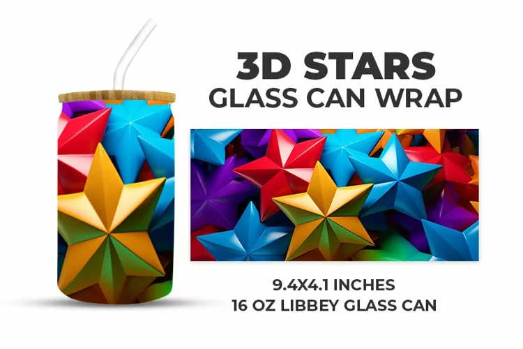 3D Stars Glass Can Wrap