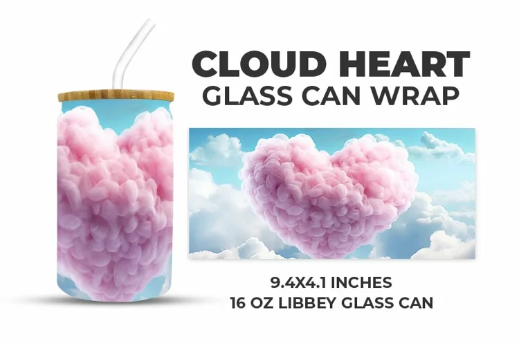 Cloud Heart Glass Can Wrap