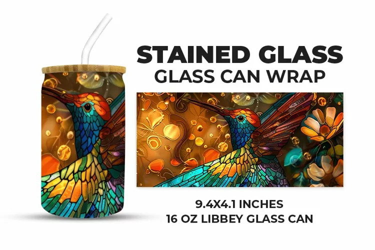 Bird Stained Glass Glass Can Wrap