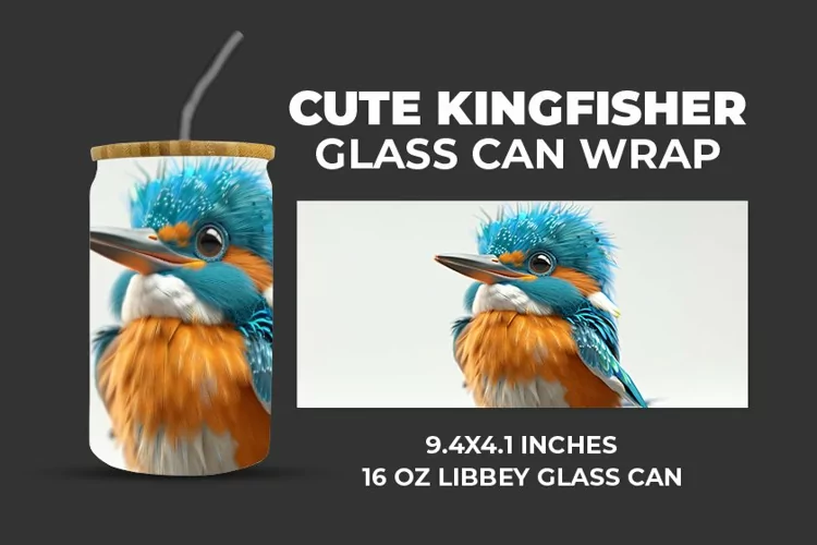 Cute Kingfisher Glass Can Wrap