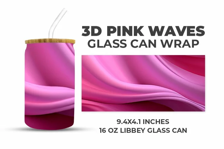3D Pink Waves Glass Can Wrap