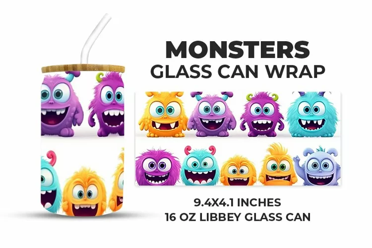 Monsters Glass Can Wrap