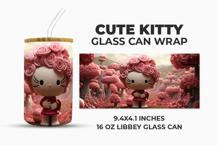 Cute Kitty Glass Can Wrap example image 1
