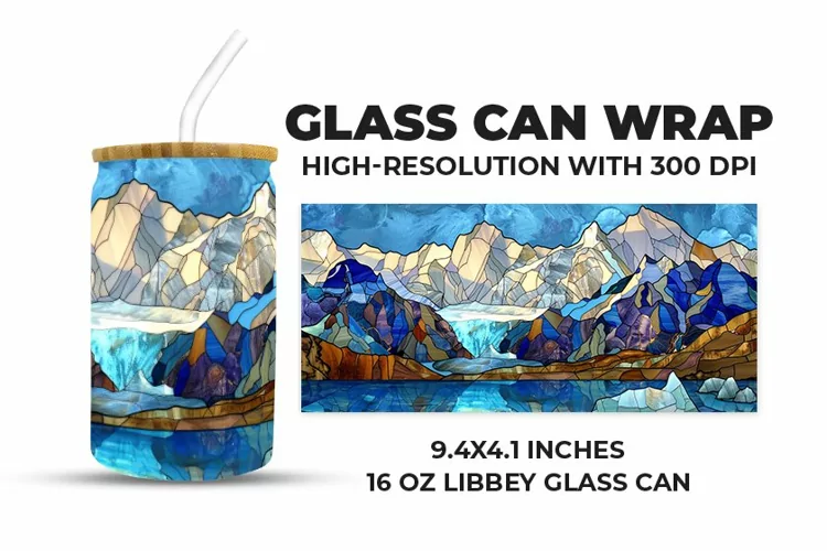 Mountains Stained Glass Glass Can Wrap
