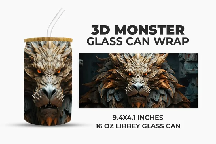 3D Dragon Glass Can Wrap