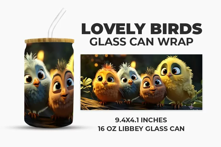 Lovely Birds Glass Can Wrap