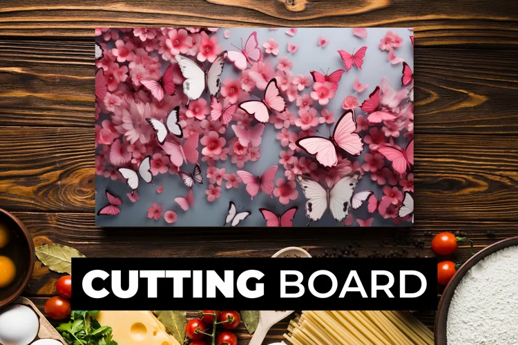 Pink Butterflies And Floral Cutting Board Sublimation