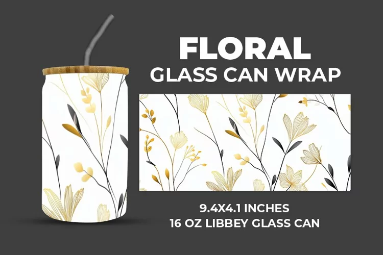 Floral Glass Can Wrap