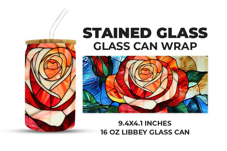 Floral Stained Glass Glass Can Wrap example image 1