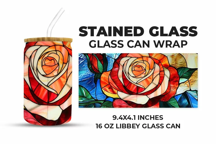 Floral Stained Glass Glass Can Wrap