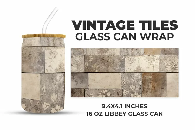 Vintage Tiles Glass Can Wrap