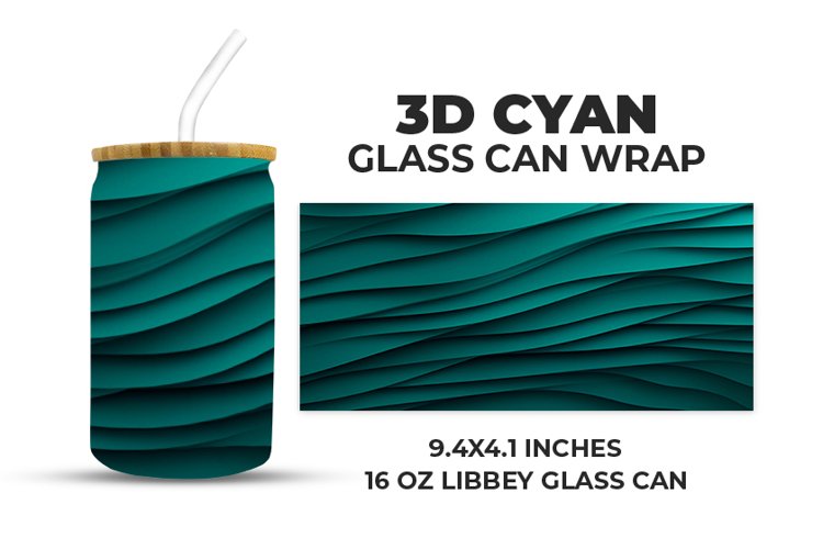 3D Cyan Glass Can Wrap example image 1