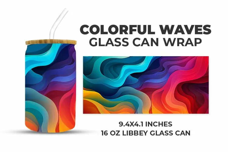 Colorful Waves Glass Can Wrap