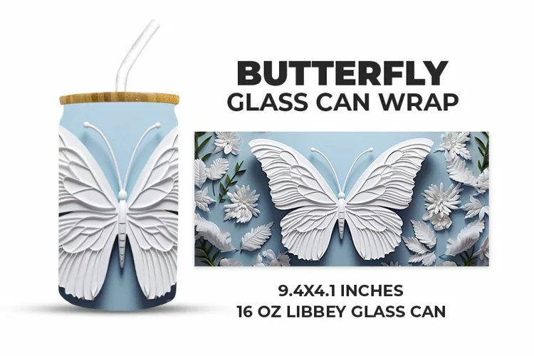 Butterfly Glass Can Wrap