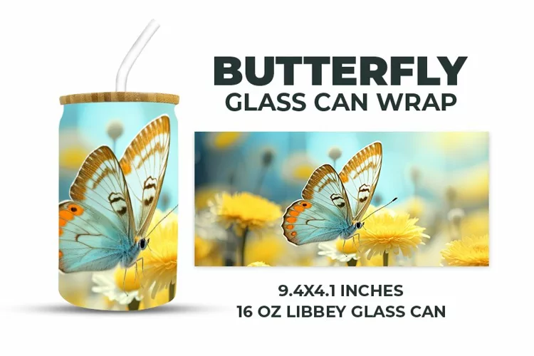 Butterfly Glass Can Wrap